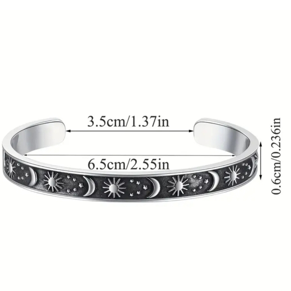 Inspirational Stainless Steel Silver and Black Cuff Bracelet - Picture 3 of 4